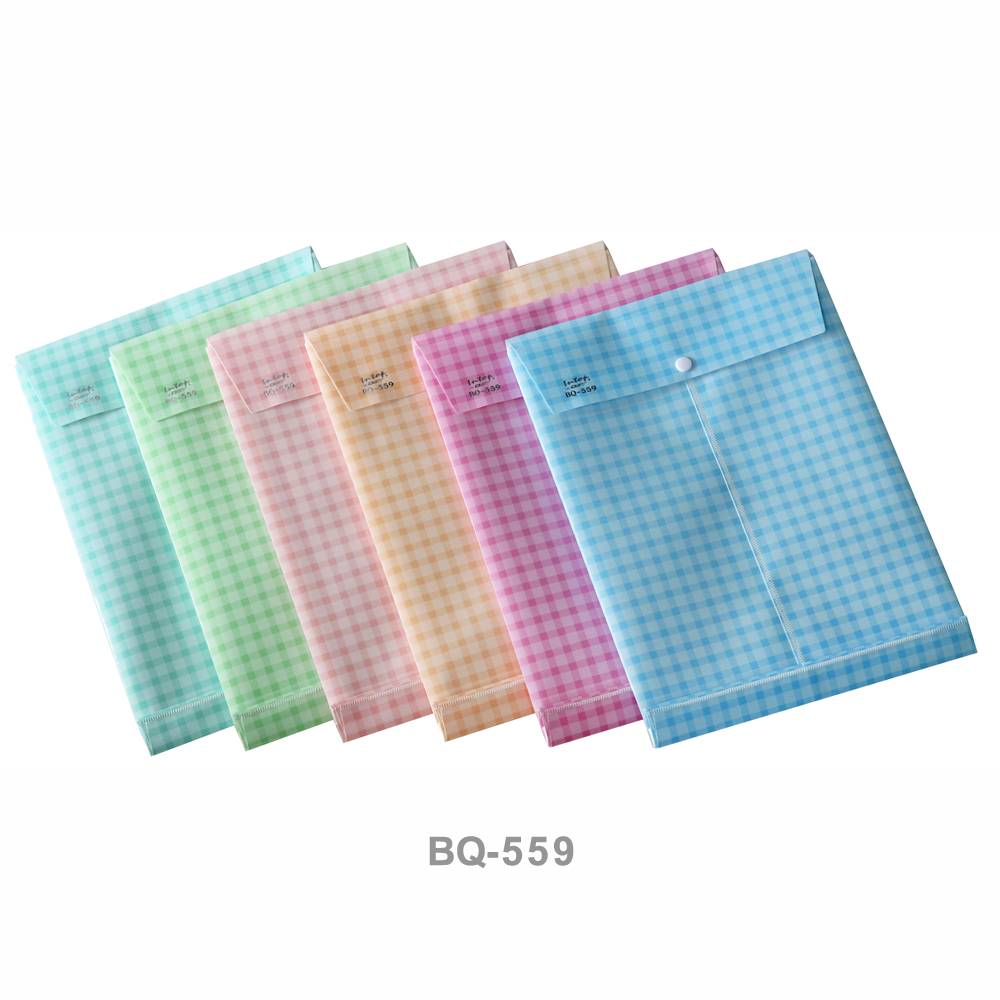 ซองกระดุม A4 ขยายข้าง ลายสก็อต BQ-559