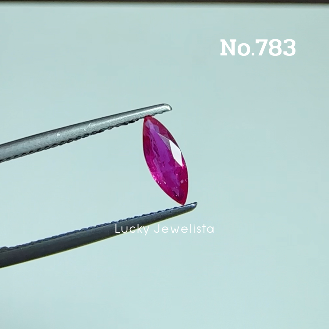 พลอยทับทิมพม่า Ruby sapphire สีแดงชมพู 0.5 กะรัต ทรงมาคี 1