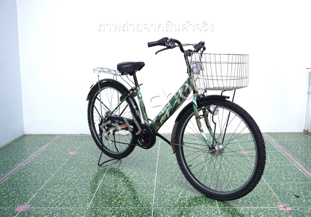 จักรยานแม่บ้านล้อโต ญี่ปุ่น - ล้อ 27.5x1.95 - เกียร์ 6 สปีด - ไฟหน้าอัตโนมัติ - Turbo Lover - สีเขียว [จักรยานมือสอง]