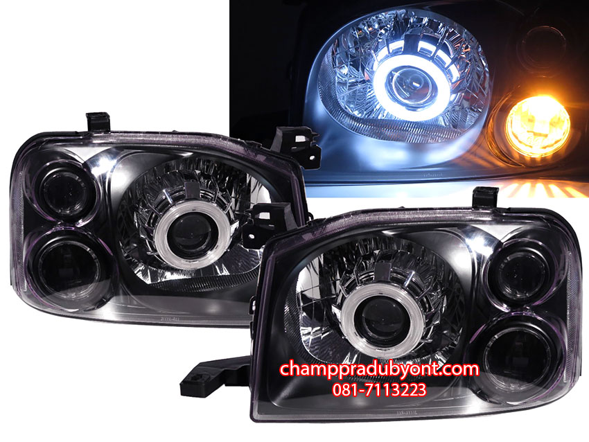 ไฟหน้าโปรเจคเตอร์ NISSAN FRONTIER 2002-2006 โคมดำ วงแหวน