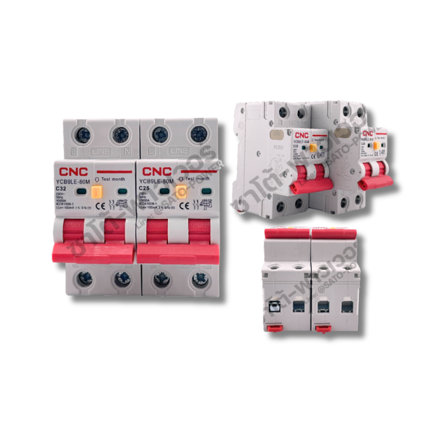 CNC 100mA ไฟกระแสเกิน AC YCB9LNE-80 รุ่น RCBO-06A-CNC 25A และ 32A | RCBO MCB เบรกเกอร์ป้องกัน | ตัดวงจรไฟฟ้า | กระแสไฟตกค้าง