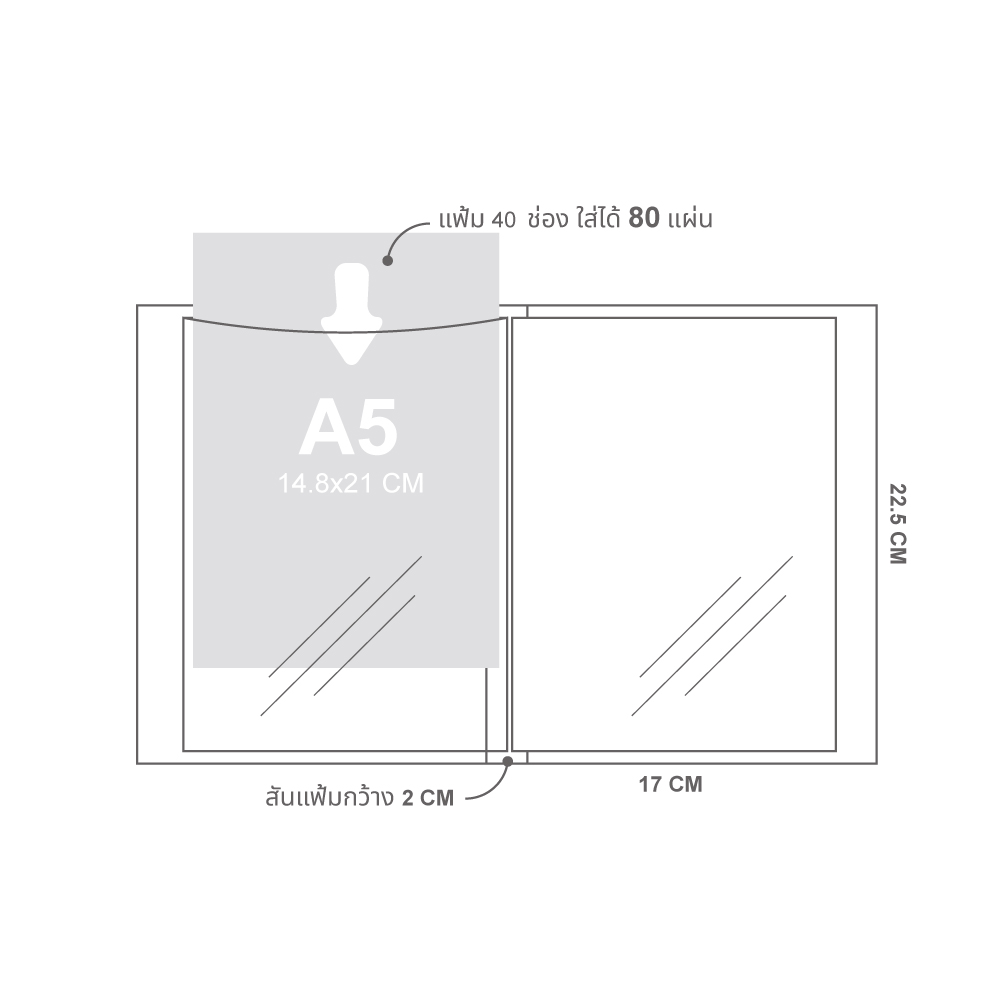 แฟ้มแคตตาล็อก A5 40 ช่อง มีช่องใส่หน้าปก