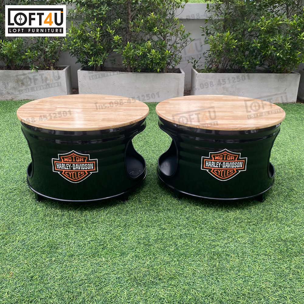 โต๊ะกลางกลม : Steel Barrel Table (60x60Cm)