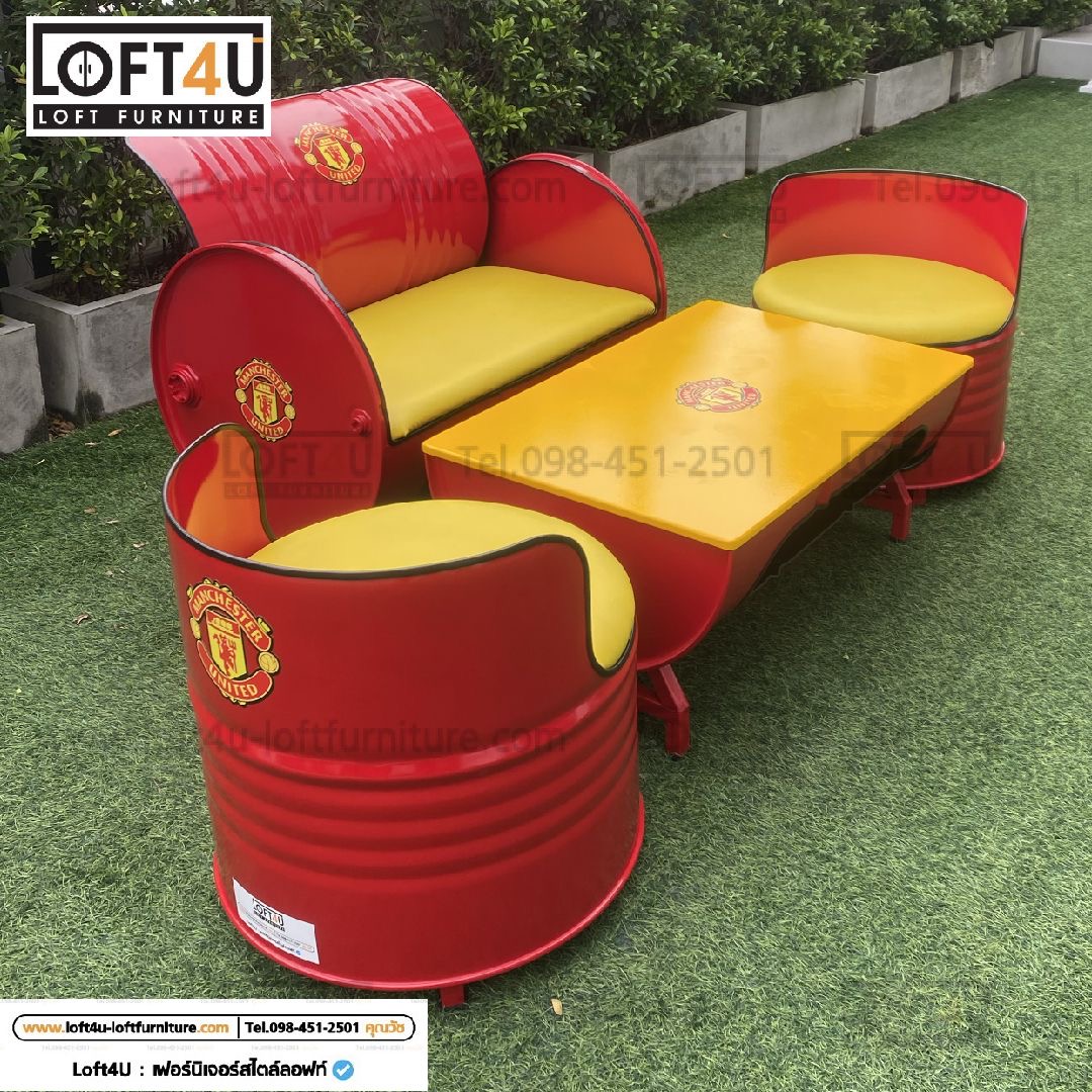 Sofa Table Set : leather cushion / 2-4 seats