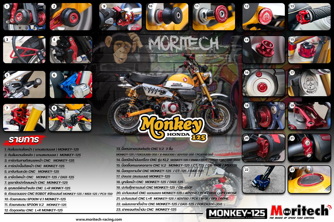รวมอะไหล่ติดรถ MONKEY-125 🤩 ที่สวยไม่แพ้ใครแน่นอน อะไหล่แต่งเกรดพรีเมียมโดย Moritech 🏆