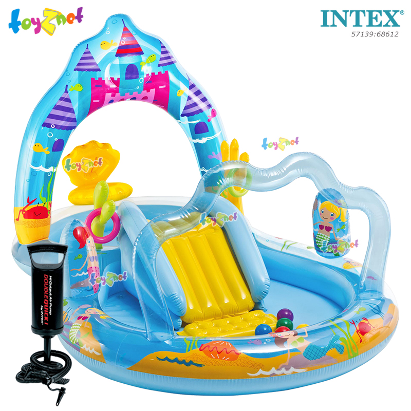 Intex Mermaid Kingdom Play Center 2.79x1.60x1.40 m. no.57139 + DQI Air Pump