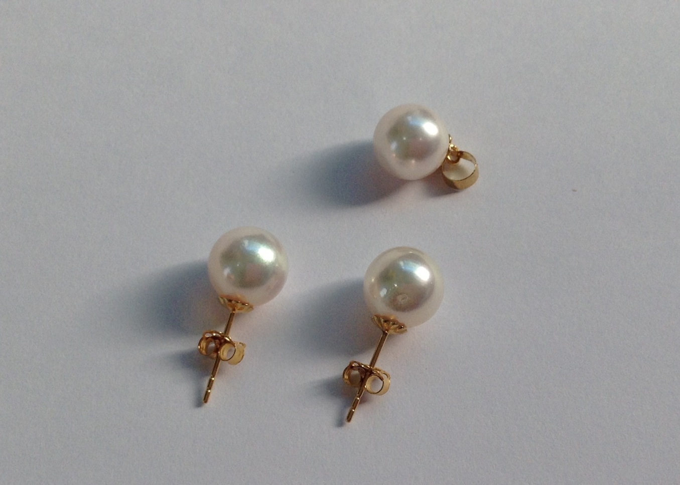 ราคาพิเศษ ชุดเซ็ตต่างหูและจี้ไข่มุกอะโกย่าญี่ปุ่นแท้ 9-9.5 มิล กลม ก้าน 14k AA