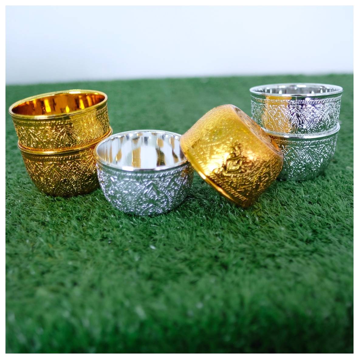 ขันน้ำลายไทย 8 ซม.ทอง(1*6)