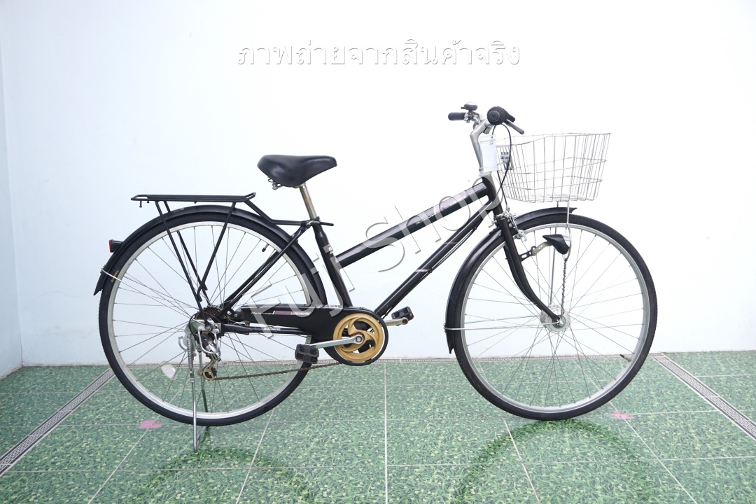 จักรยานแม่บ้านญี่ปุ่น - ล้อ 27 นิ้ว - เกียร์ 6 สปีด - ไฟหน้าอัตโนมัติ - สีดำ [จักรยานมือสอง]