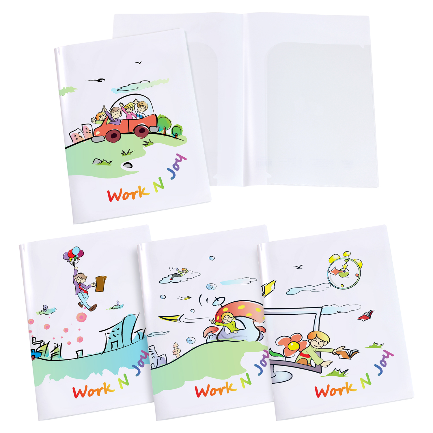 แฟ้มพับ A4 มีช่องใส่เอกสาร พิมพ์ลาย Work N Joy