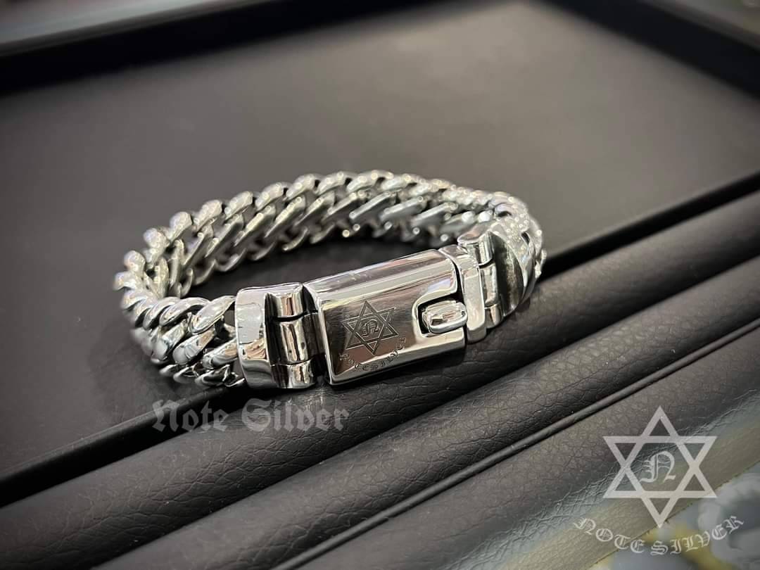 ข้อมือเหรดเงินแท้ 15 MM Sterling Silver 925 NSBL3202