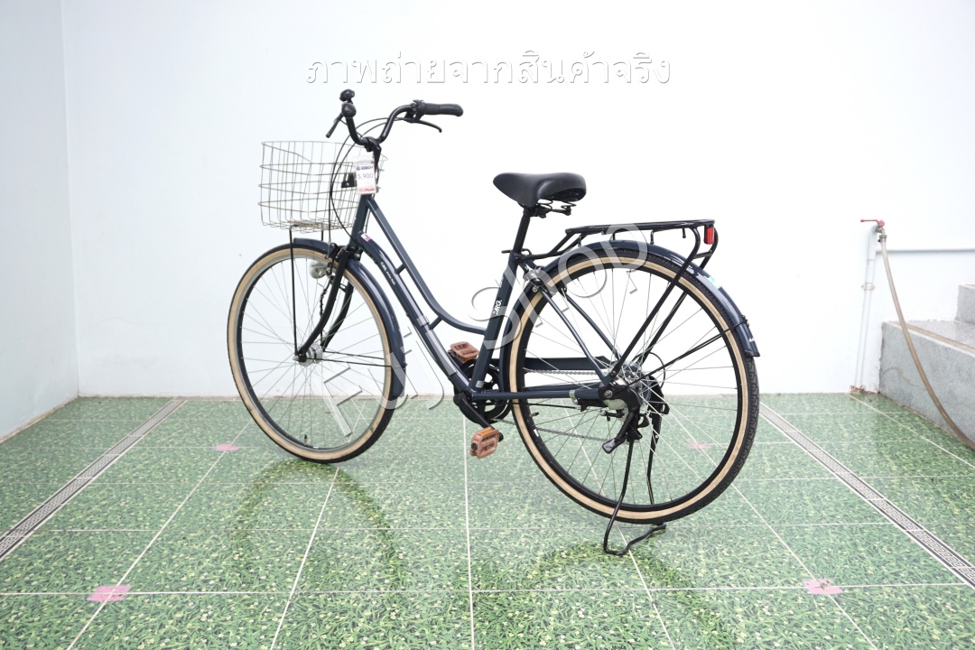 จักรยานแม่บ้านญี่ปุ่น - ล้อ 27 นิ้ว - เกียร์ 6 สปีด - ไฟหน้าอัตโนมัติ - สีน้ำเงิน [จักรยานมือสอง]