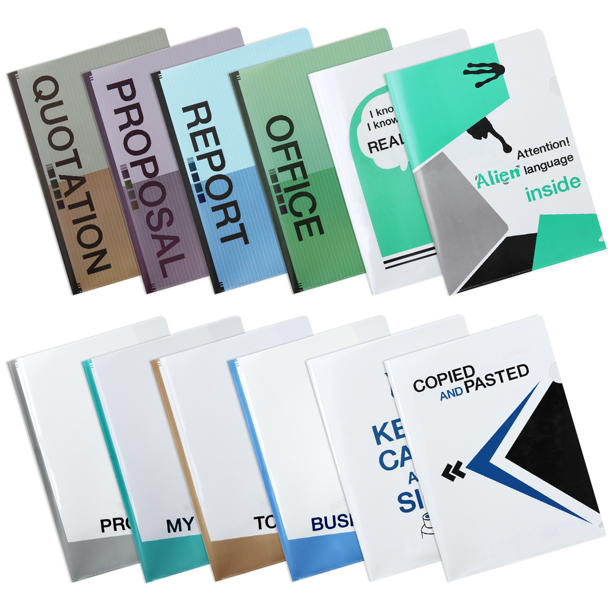 L-Type Plastic Folders A4 with Working File Pattern Printed