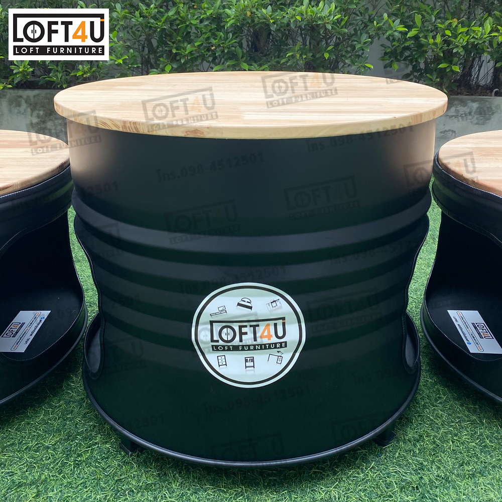 โต๊ะกลางกลม : Steel Barrel Table (60x60Cm)