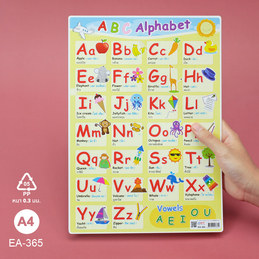โปสเตอร์พลาสติก ความรู้ ชุดพยัญชนะ A-Z ขนาดA4 EA-358 Animals