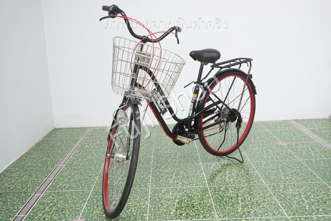 จักรยานแม่บ้านญี่ปุ่น - ล้อ 27 นิ้ว - เกียร์ 6 สปีด - ไฟหน้าอัตโนมัติ - สีดำ [จักรยานมือสอง]