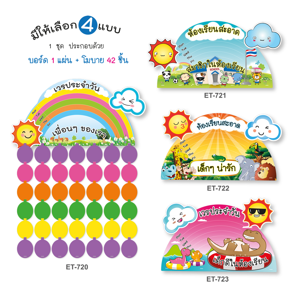 บอร์ดสมาชิกในห้องเรียน แบบโมบาย 42 ชิ้น ET-720 ET-721 ET-722 ET-723