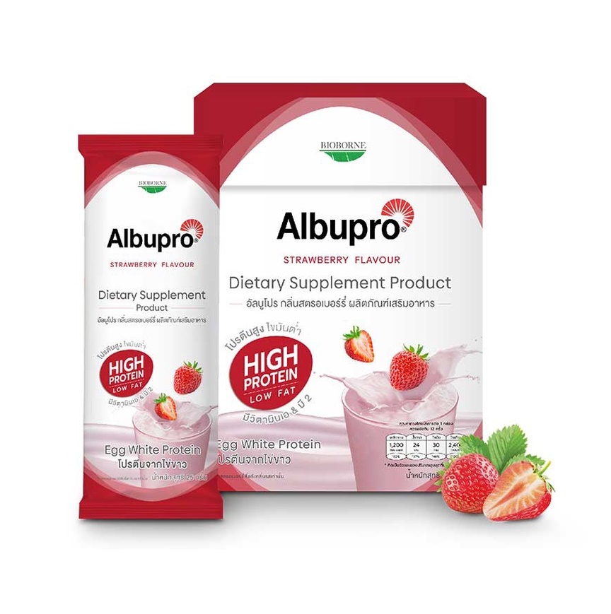 Albupro อัลบูโปร โปรตีนจากไข่ขาว (1กล่อง 12ซอง) (มี4รสชาติ)