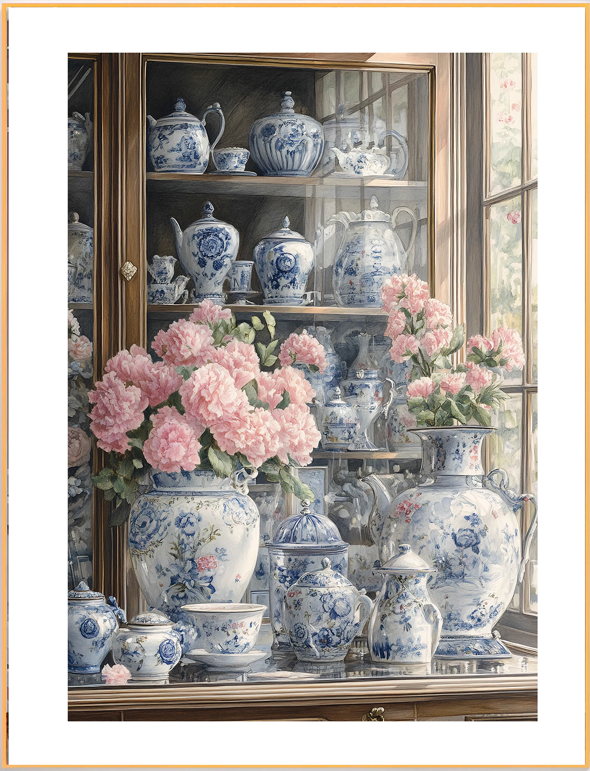 porcelain-1001 *สินค้าหมด* ชุดปักครอสติช ลายร้านชุดลายคราม (ปักเต็มผืนผ้า ไม่มีเดินเส้น ผ้า11CTพิมพ์ลาย ปัก 3 เส้นเล็ก) ขนาด 50*70 ซม.ผ้าครอสติช 11CTพิมพ์ลายปักบนผ้า ไหมคอตตอน 39 สี เข็ม