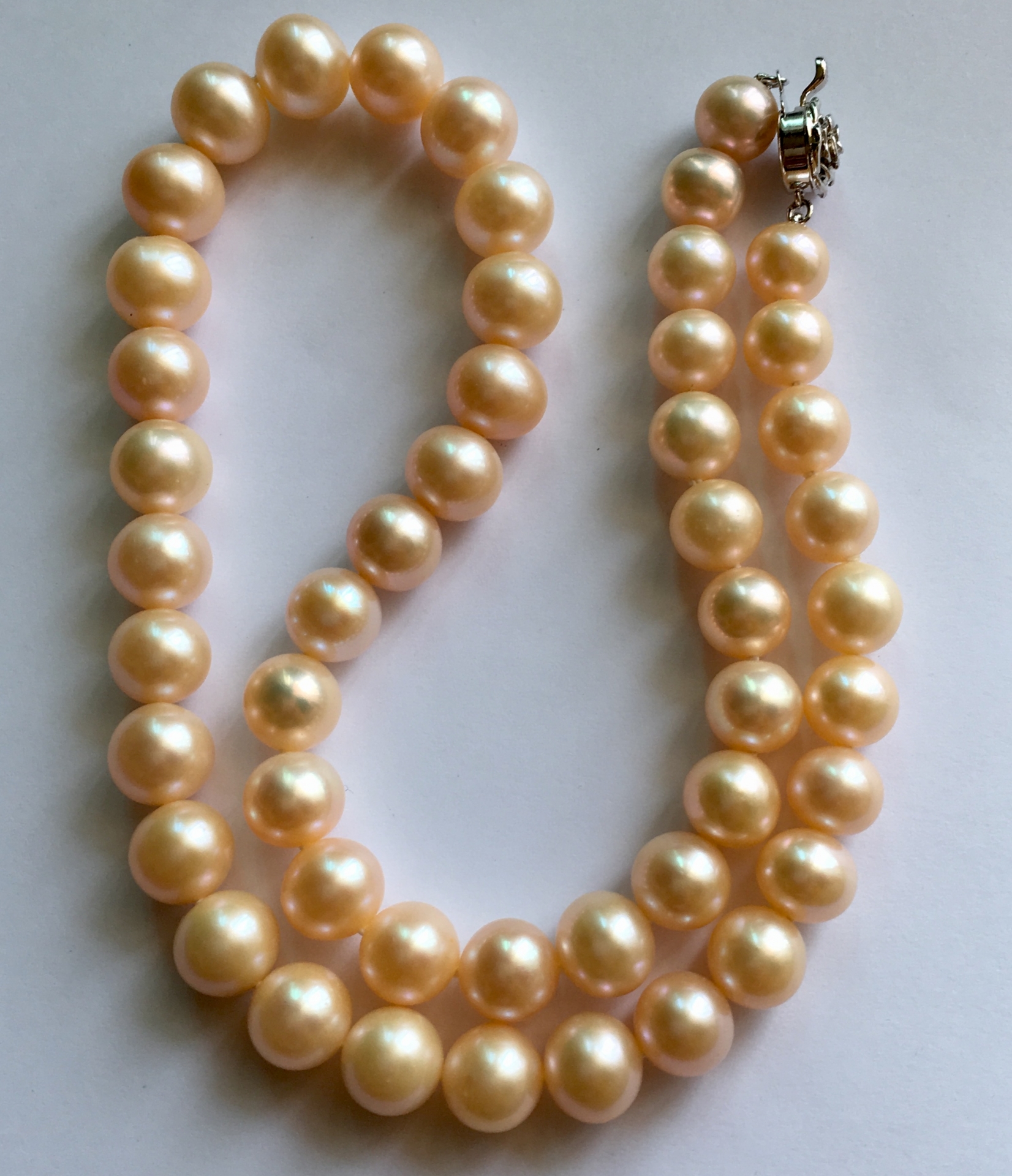 สร้อยคอไข่มุกแท้ 8.5 - 9.5 มิล กลม สีส้ม AA++