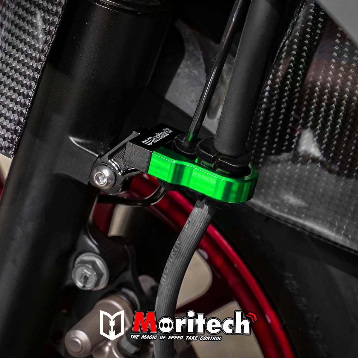 ขายึดสายน้ำมันดิสเบรคหน้า CNC MORITECH สำหรับรุ่น : GIORNO-125 / LEAD-125 / PCX-160