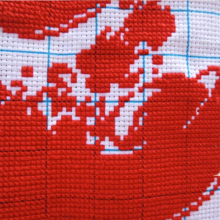 chinese-1102 *สินค้าหมด* ชุดปักครอสติช ลายอักษรมงคลจีน Fu โชคดีมีความสุข (ผ้าสีขาว ไม่มีเดินเส้น ไม่มีผังลาย ปักสีเดียว ปักครั้งละ 3 เส้นเล็ก) ขนาด 50*50 ซม.ผ้าครอสติช 11CTพิมพ์ลายปักบนผ้า ไหมคอตตอนสีแดง เข็ม