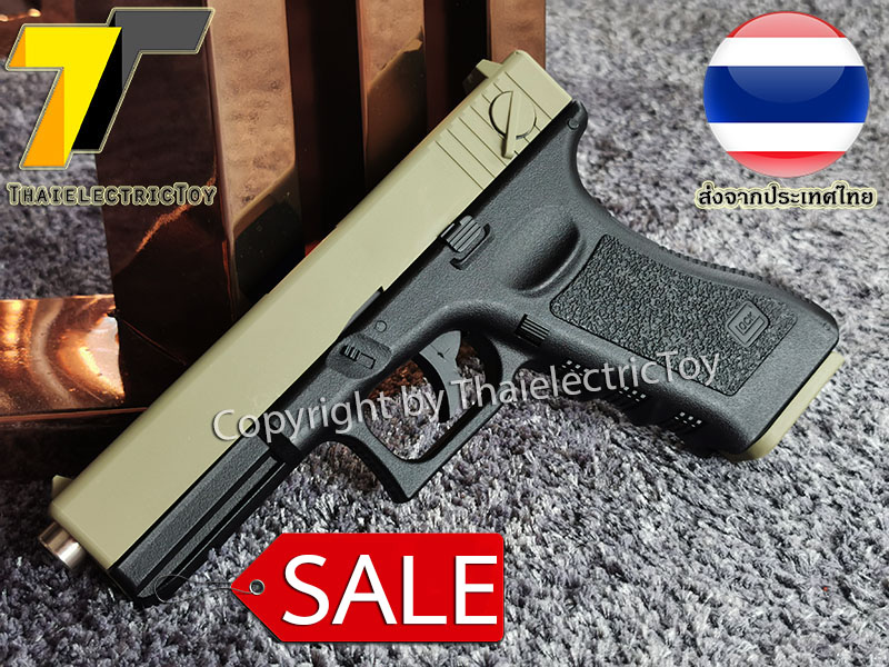 ปืนอัดลมพลาสติกทรง กล็อค 18C แบบชักยิงทีล่ะนัด ขนาดเท่าของจริง ลูกหมดสไลด์ค้างได้ มีเซฟตี้ และช่องคัดปลอก ใช้ลูกกระสุนพลาสติก 6 มิล