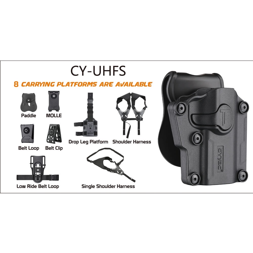 Mega-Fit Universal Holster Black CYTAC Holster ซองพกนอกปลดนิ้วชี้ สีดำ