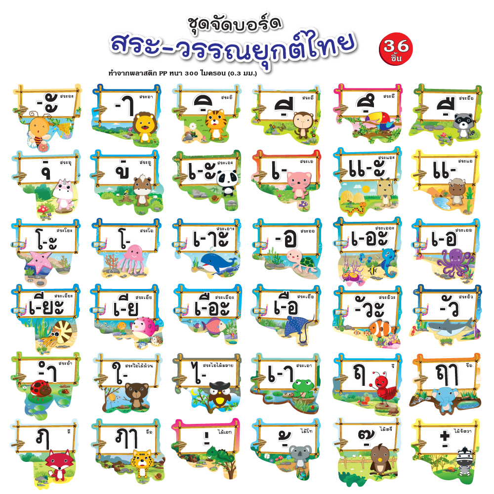 ชุดจัดบอร์ด สระวรรณยุกต์ไทย 36ชิ้น ET-748