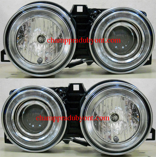 ไฟหน้าโปรเจคเตอร์ BMW 3 SERIES E30 84-91 ขาว วงแหวน