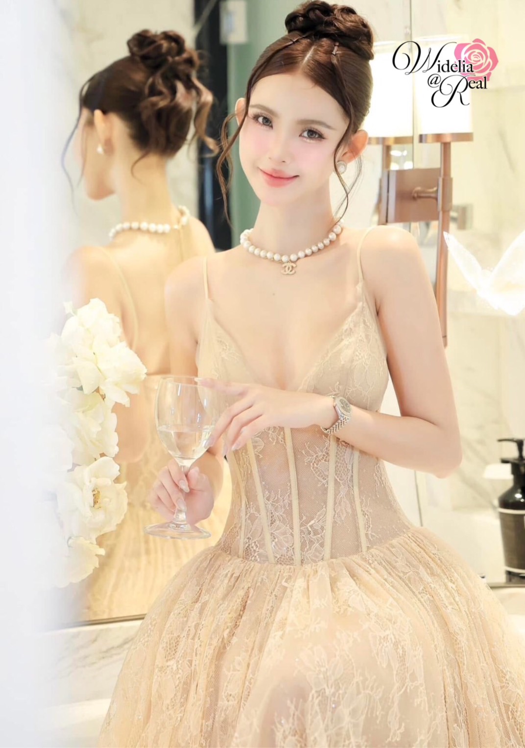Korea Maxi dress แม็กซี่เดรสสายเดี่ยว อกเย็บจีบทรงเต้า