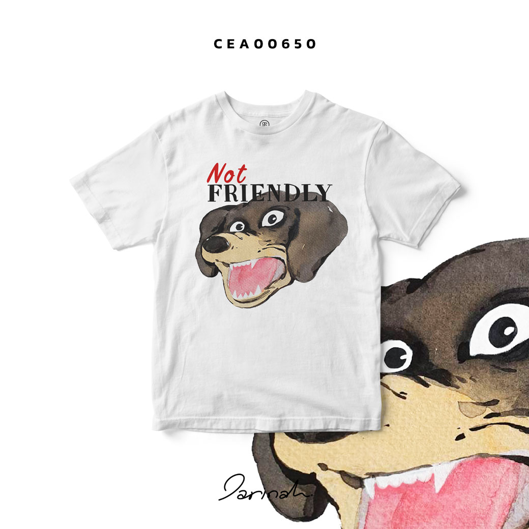 เสื้อยืด พิมพ์ลาย NOT FRIENDLY II สีขาว CEA00650 #เสื้อ #เสื้อยืด #Darinah