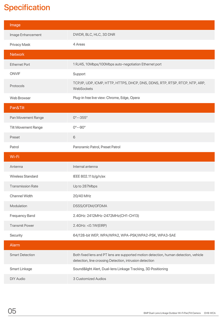 TENDA CH9-WCA 6MP Dual-Lens Linkage Outdoor Wi-Fi Pan/Tilt Camera BY BILLIONAIRE SECURETECH CH9-WCA