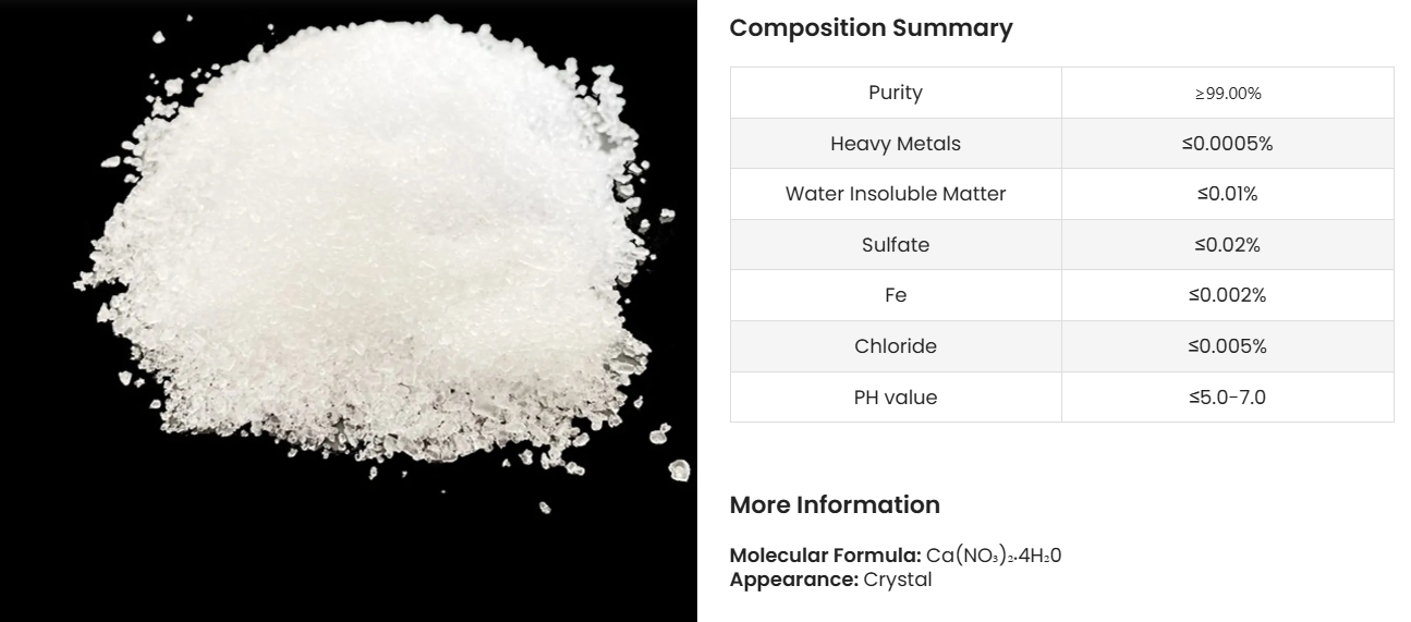 Ca(NO3)2.4H2O KNLAN Calcium Nitrate Tetrahydrate แคลเซียมไนเตรท แบบเกล็ดใส (Calcium Salt 12-0-0+23CaO) บรรจุ 25 กิโลกรัม
