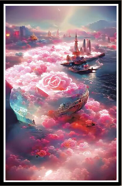 view-1166 *พร้อมส่ง* ชุดปักครอสติช ลายเมืองในหมอกกุหลาบ (ปักเต็มผืนผ้า ไม่มีเดินเส้น ผ้า11CTพิมพ์ลาย ปัก 3 เส้นเล็ก) ขนาด 54*82 ซม.ผ้าครอสติช 11CTพิมพ์ลายปักบนผ้า ไหมคอตตอน 48 สี ผังลาย เข็ม