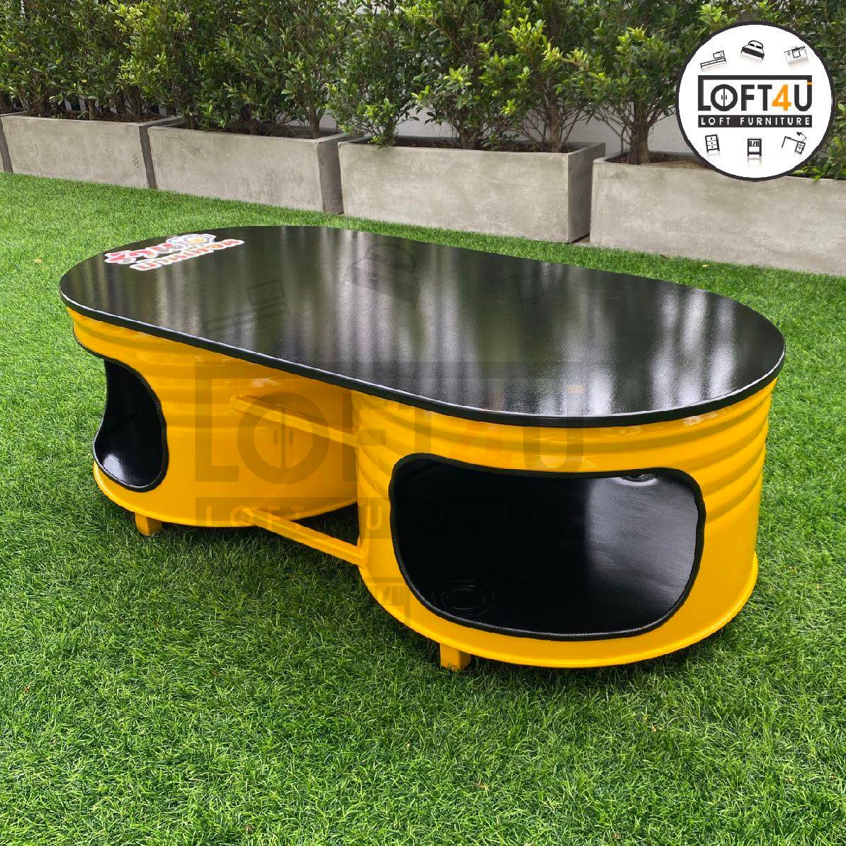 โต๊ะกลางใหญ่ : Steel Barrel Table (60x120Cm)
