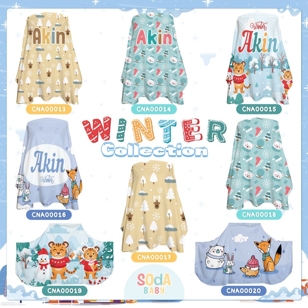 ผ้าคลุมให้นม ลาย Winter #ใส่ชื่อได้ รหัส CNA00015 ⛄️❄️#Winter #SOdAbaby