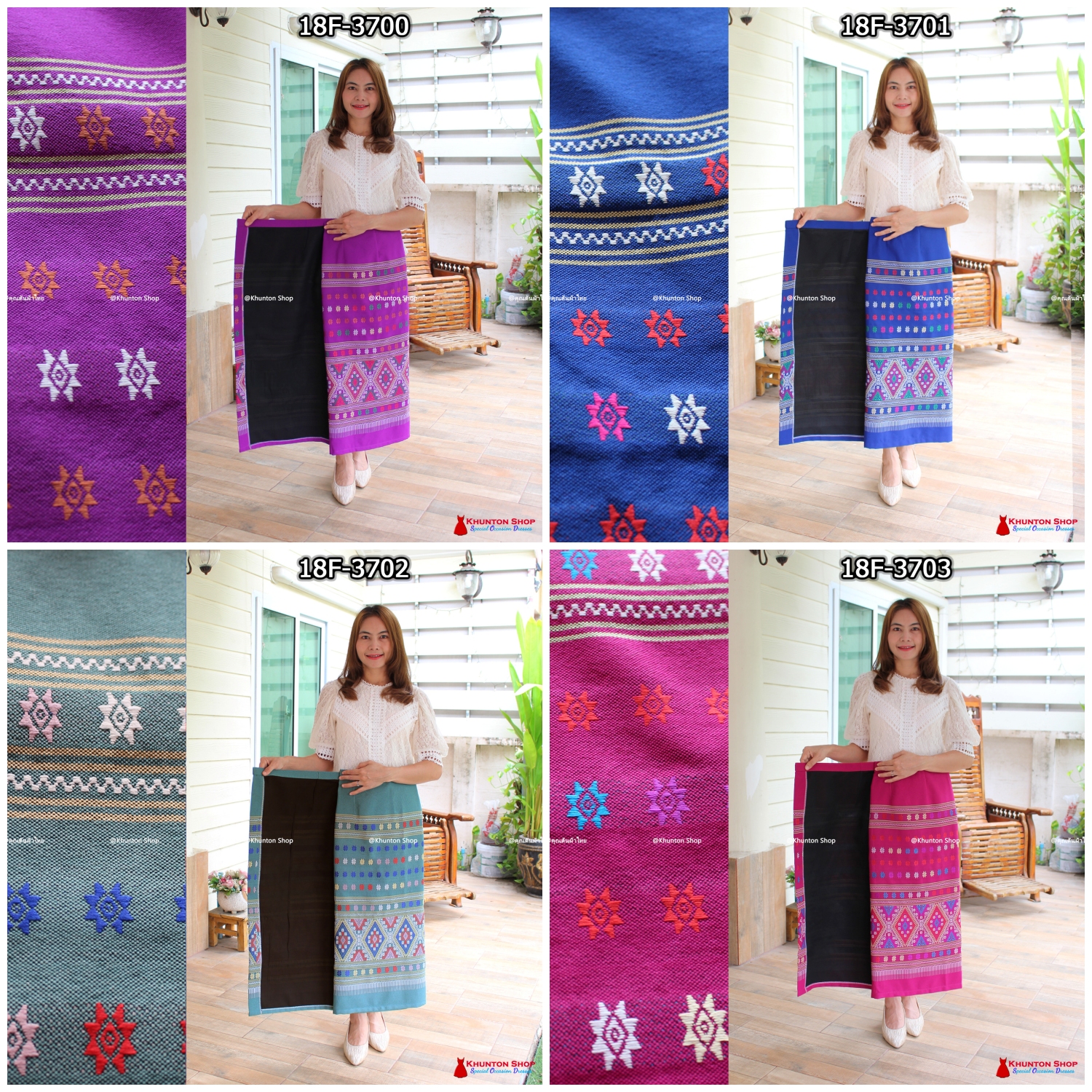 18F-01 ผ้าถุงฝ้าย ทอลายทั้งผืน ลายไทลื้อ มีซับกาว(อัดกาว) เย็บแบบป้ายข้างติดตะขอ ขนาดฟรีไซส์ ปรับได้ตามขนาดเอว ใส่ได้ไม่เกินเอว 42 นิ้ว ทอเครื่อง