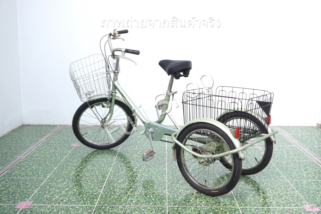 จักรยานสามล้อญี่ปุ่น - ล้อ 20/18 นิ้ว - มีเกียร์ - Maruishi - สีเขียว [จักรยานมือสอง]