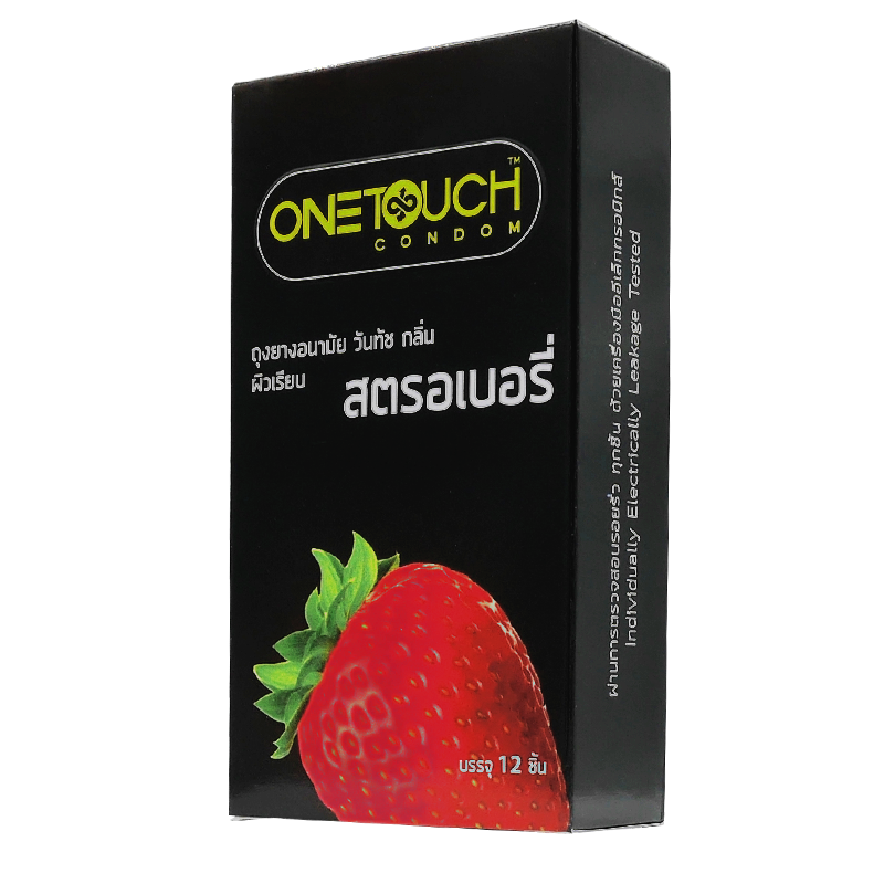 ONETOUCH วันทัช ถุงยางอนามัย ผิวเรียบ กลิ่นสตรอวเบอร์รี่ แฟมิลี่ 12 ชิ้น