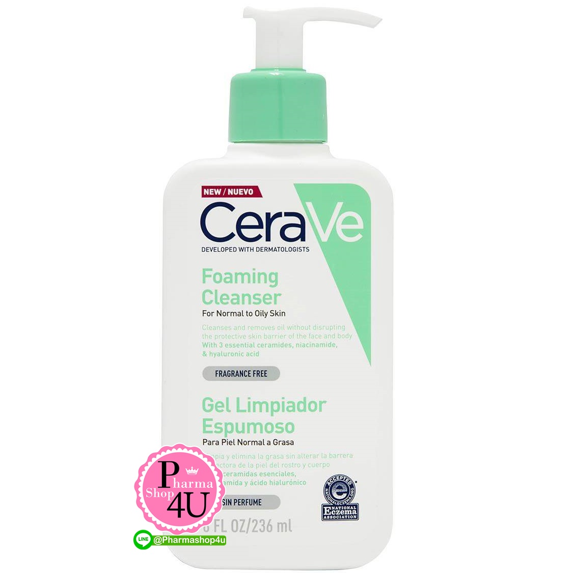 Cerave foaming cleanser 236ml เซราวี โฟมมิ่ง คลีนเซอร์ (ผิวธรรมดาถึงผิวมัน)