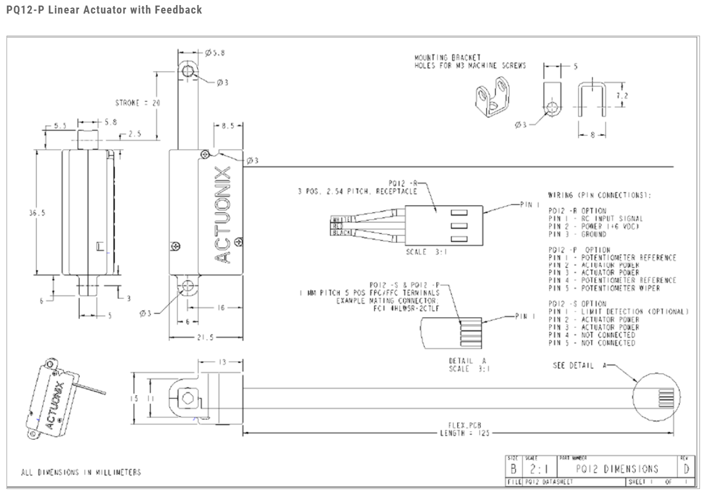 PQ12-P Linear Actuator with Feedback