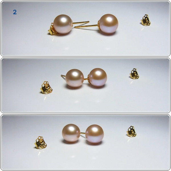 ต่างหูไข่มุกแท้ 7.5-8มิล กลม ก้านทอง 14k AAA (สั่งสีตามหมายเลขที่ระบุบนภาพ)