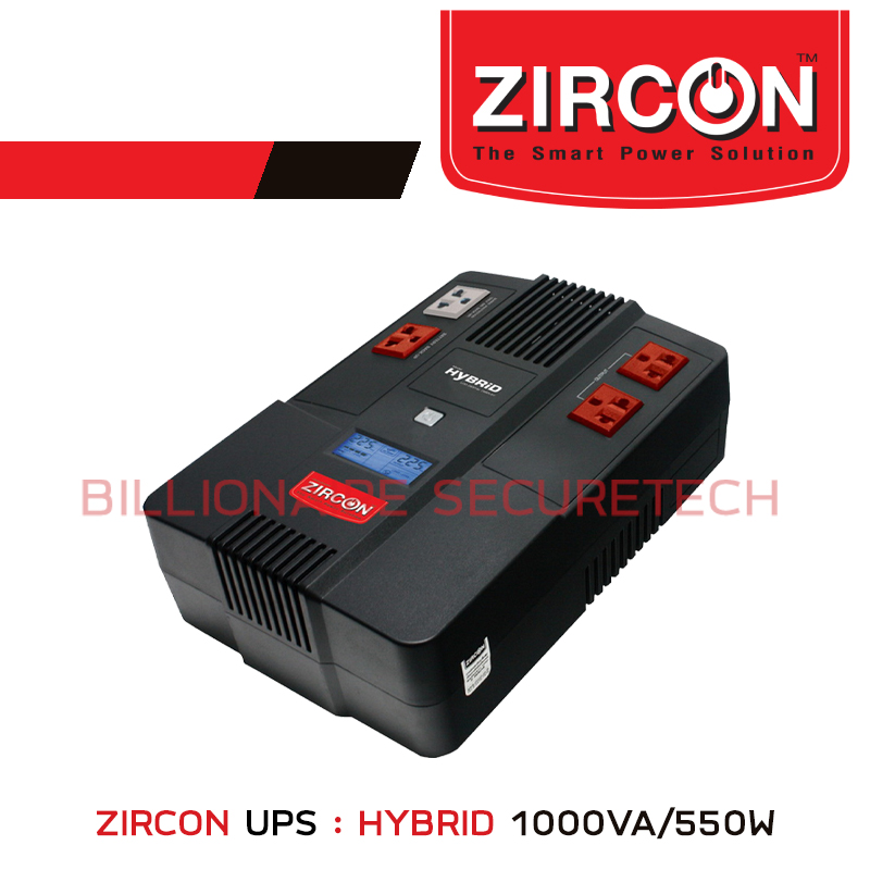 ZIRCON HYBRID IBOX เครื่องสำรองไฟ UPS 1000VA/550W BY BILLIONAIRE SECURETECH ZIRCON HYBRID IBOX