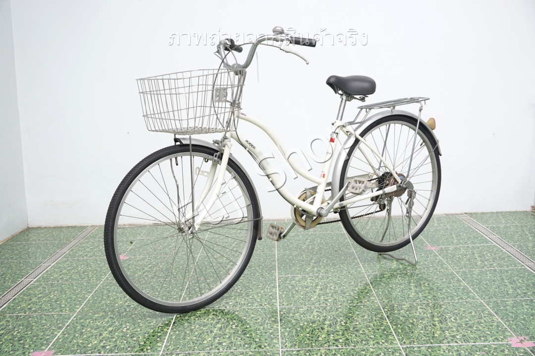 จักรยานแม่บ้านญี่ปุ่น - ล้อ 26 นิ้ว - เกียร์ 6 สปีด - สีขาว [จักรยานมือสอง]
