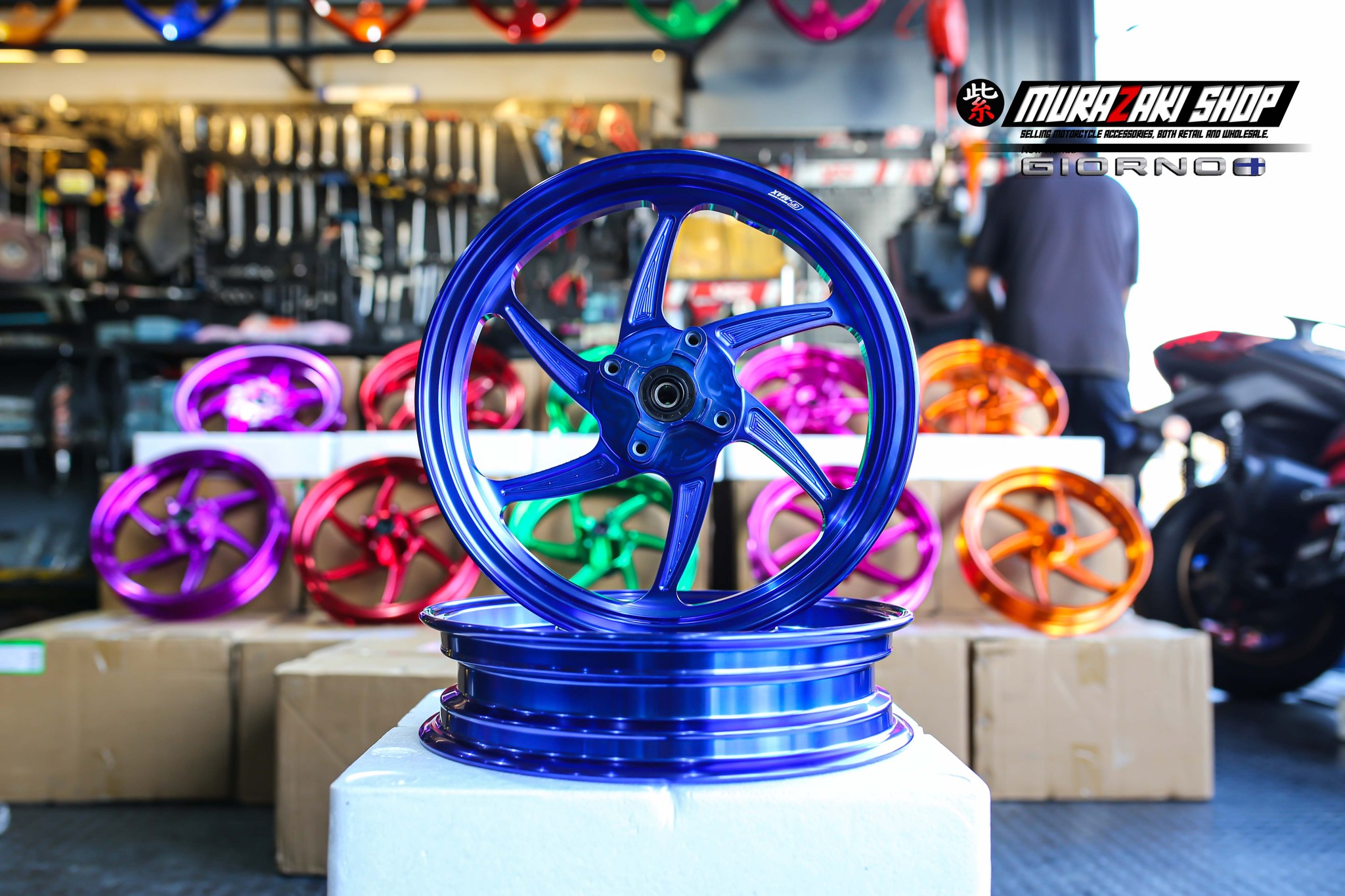 ล้อแม็ก G-MAX RACING GIORNO+ ABS/CBS (ขอบ12) GTR THAILAND แดง - ทอง - เขียว - น้ำเงิน - ส้ม - ม่วง - ชมพู ราคา 7,900 บาท/คู่