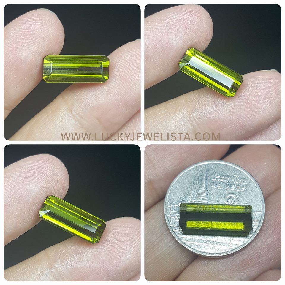 พลอยกรีนทัวร์มาลีน Green tourmaline น้ำหนัก 4.6 กะรัต
