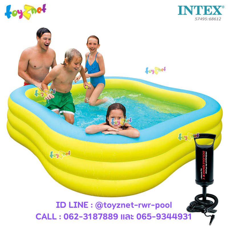 Intex Beach Wave Swim Center Pool 2.29x2.29x0.56 m no.57495 + DQI Air Pump
