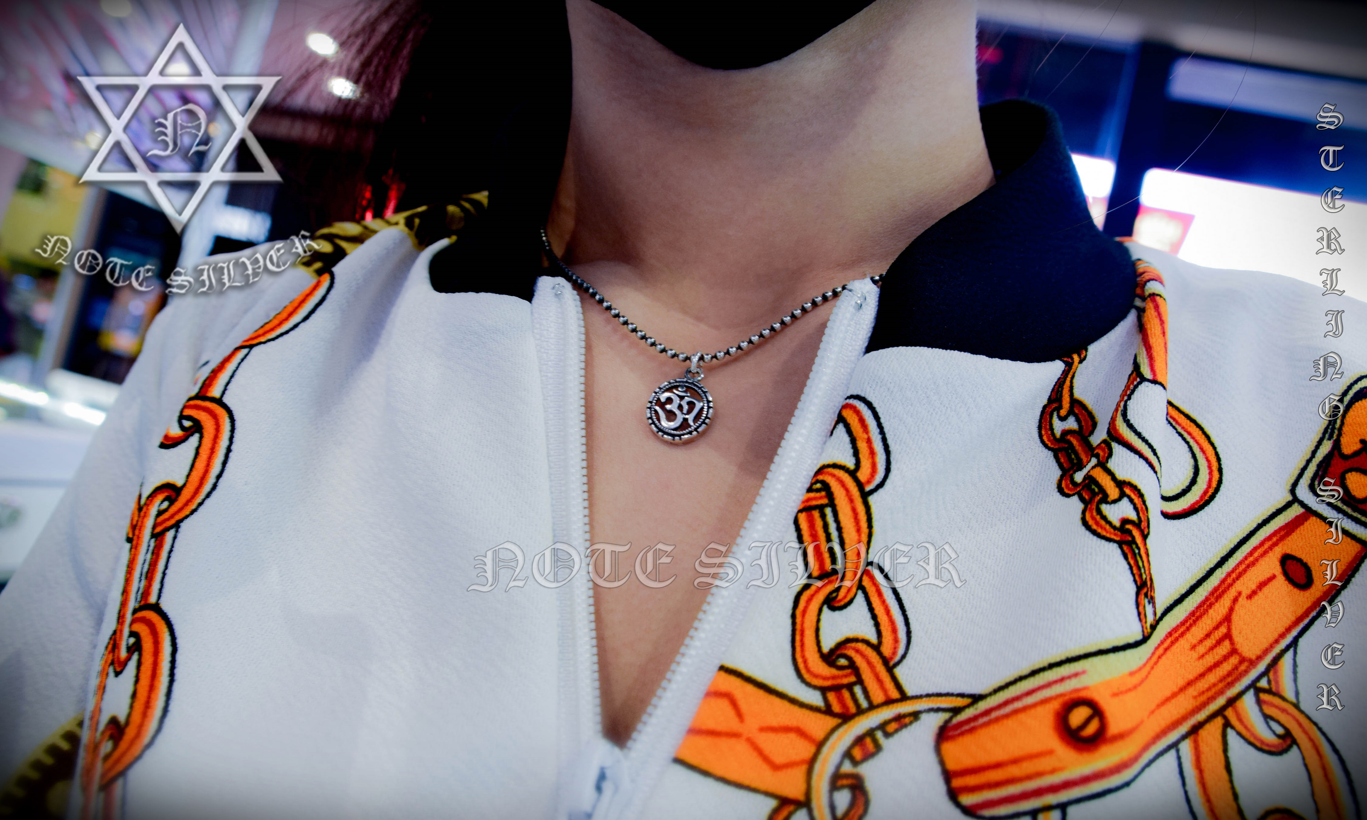 จี้เงินแท้ทรงกลมเจาะฉลุลายโอม จี้เงินแท้ Sterling Silver 925 NSPD2785