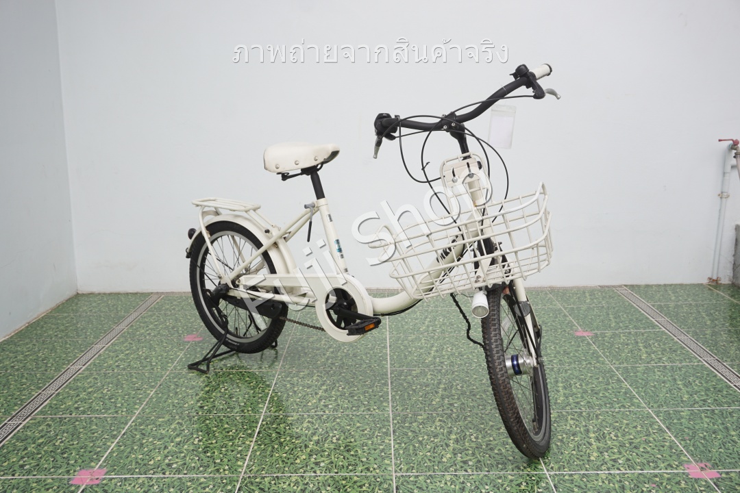 จักรยานแม่บ้าน Cargo ญี่ปุ่น - ล้อ 20x2.125 - เกียร์ดุม 3 สปีด - ไฟหน้าอัตโนมัติ - Bridgestone Bikke 2 - สีขาว [จักรยานมือสอง]